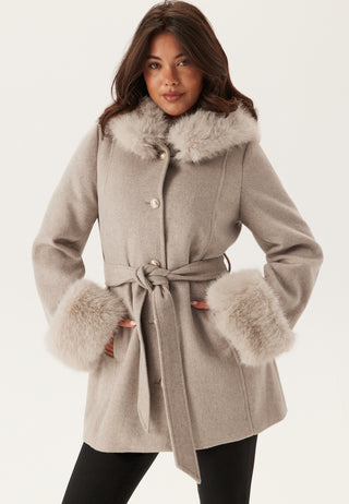 Hooded Wool Blend Coat