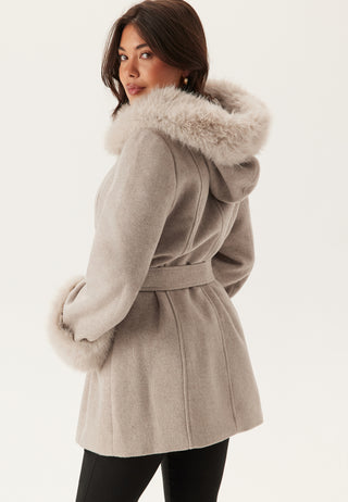 Hooded Wool Blend Coat
