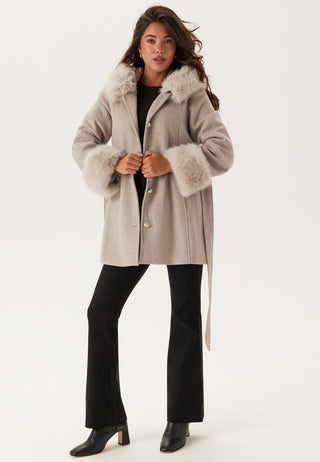 Hooded Wool Blend Coat