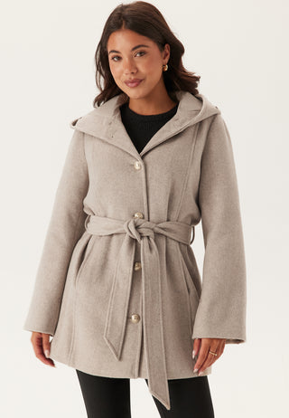 Hooded Wool Blend Coat