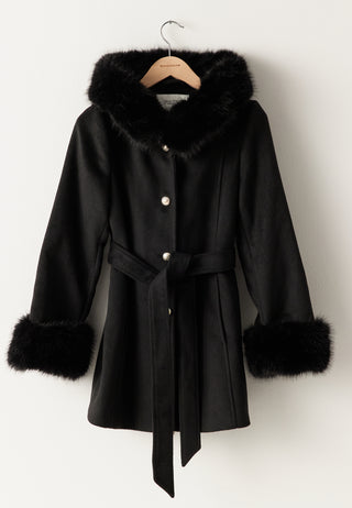 Hooded Wool Blend Coat
