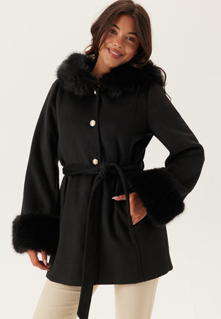 Hooded Wool Blend Coat