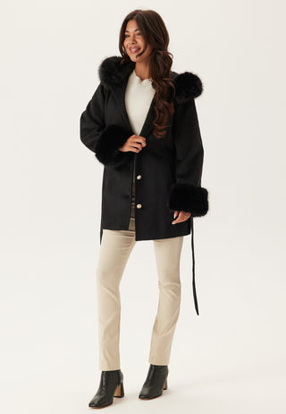 Hooded Wool Blend Coat