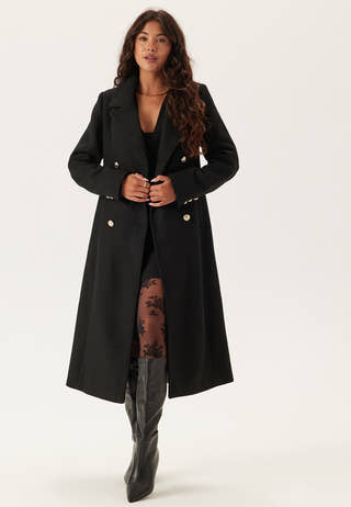 Shaped Wool Blend Coat