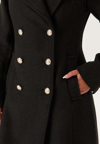 Shaped Wool Blend Coat
