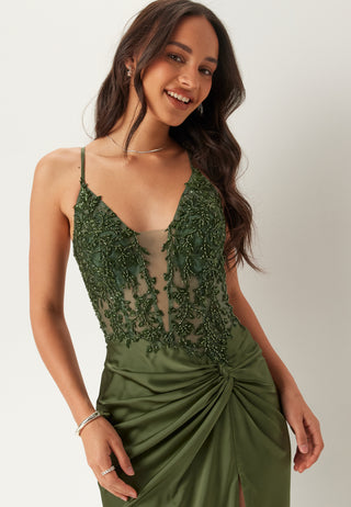 Satin Evening Dress With Back Lacing