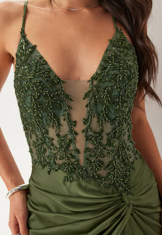 Satin Evening Dress With Back Lacing