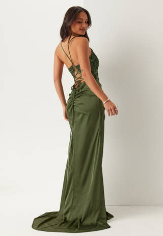 Satin Evening Dress With Back Lacing