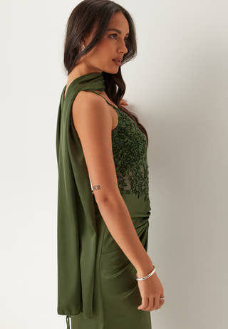 Satin Evening Dress With Back Lacing