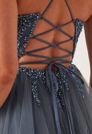 Tulle Back Lacing Evening Dress