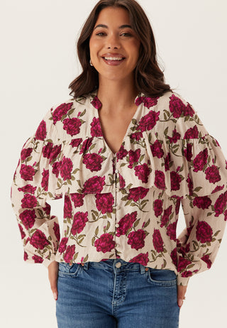 Printed Frill Blouse