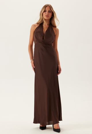 Becca Cowl Halter Satin Gown