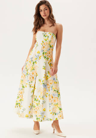 Charlotte Strapless Printed Midi Dress
