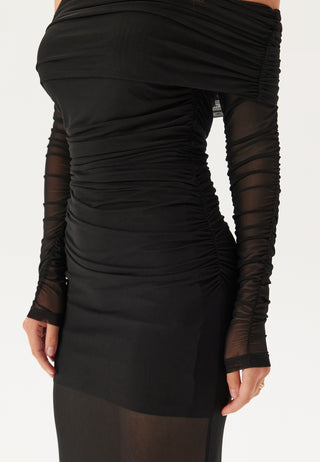 Rani Off Shoulder Mesh Maxi Dr