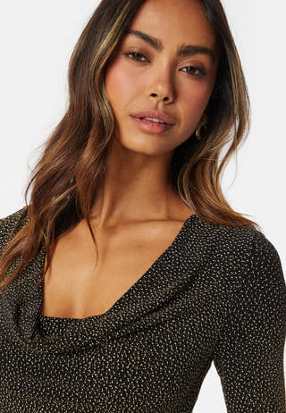 Reva Cowl Neck Glitter Midi Dress