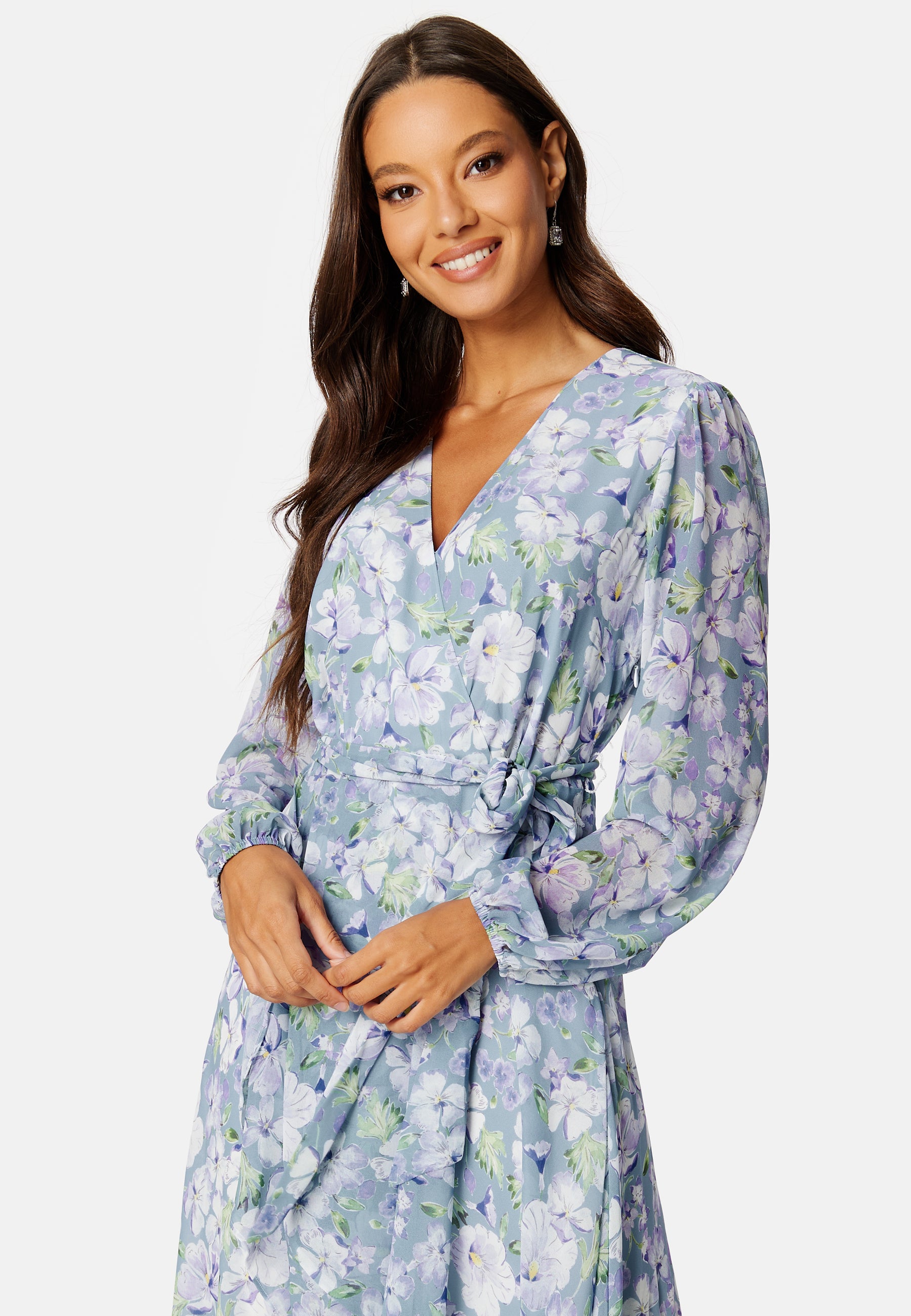 forever new wrap ruffle floral midi dress Forever New Naya Ruffle Midi Dress in Multi