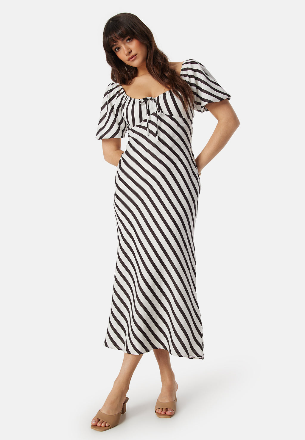 forever 21 striped midi dress Forever new – Stripe Midi Dress – campaign-outlet – Brown / Striped