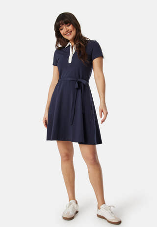 Contrast Collar Pique Dress