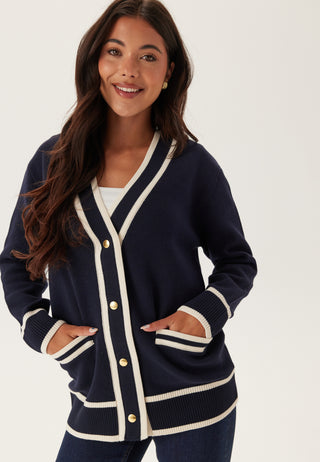 Contrast Knit Cardigan