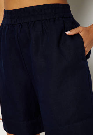 Linen Viscose Pull-On Shorts