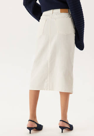 Midi White Denim Skirt