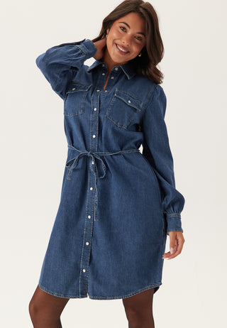 Puff Sleeve Denim Dress