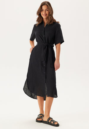 Reg Linen Ss Shirt Dress