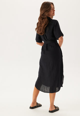 Reg Linen Ss Shirt Dress