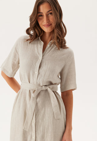 Reg Linen Ss Shirt Dress