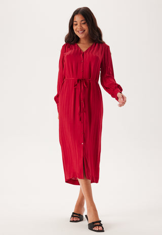 Relaxed Satin Stripe Shirt Dress