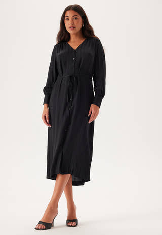Relaxed Satin Stripe Shirt Dress