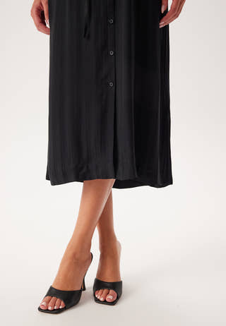 Relaxed Satin Stripe Shirt Dress