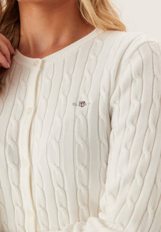 Stretch Cotton Cable Cardigan