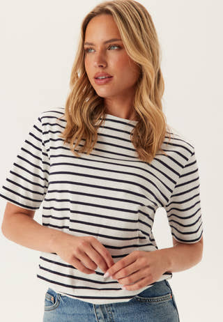 Stripe Boatneck  ss T-shirt