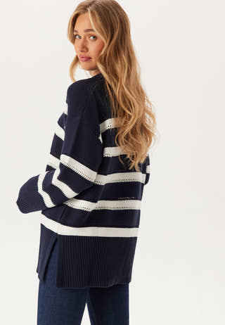 Striped Textured C-neck