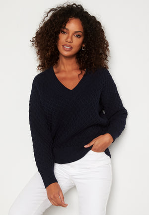 Texture Cotton V-Neck