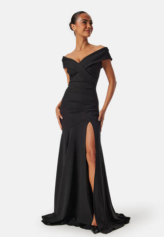 Bardot Pleat Maxi Split Dress