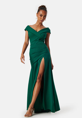 Bardot Pleat Maxi Split Dress