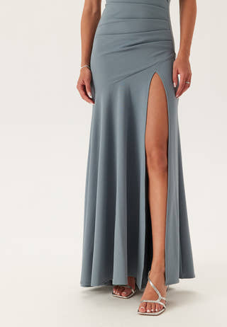 Bardot Pleat Maxi Split Dress