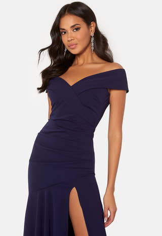 Bardot Pleat Maxi Split Dress