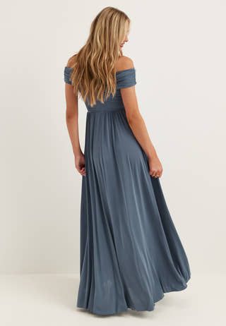 Bardot Rouched Maxi Split Dress