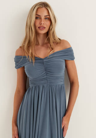 Bardot Rouched Maxi Split Dress