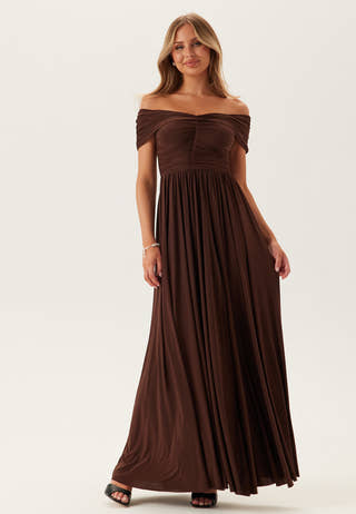 Bardot Rouched Maxi Split Dress