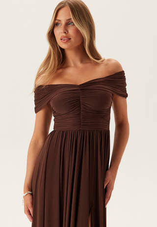 Bardot Rouched Maxi Split Dress