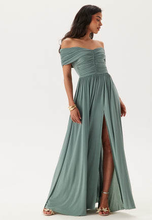 Bardot Rouched Maxi Split Dress