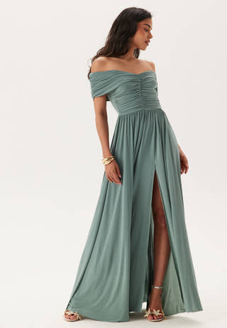 Bardot Rouched Maxi Split Dress