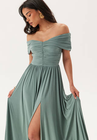 Bardot Rouched Maxi Split Dress