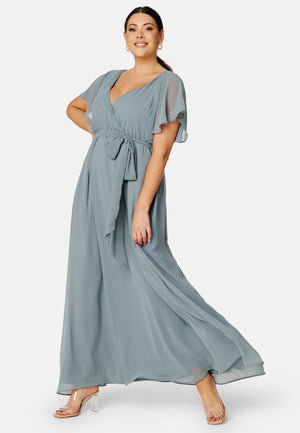 Flutter Sleeve Chiffon Maxi Curve Dress