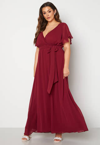Flutter Sleeve Chiffon Maxi Curve Dress