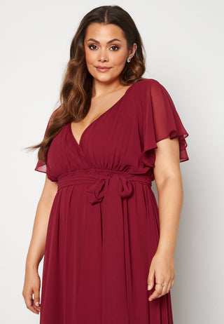 Flutter Sleeve Chiffon Maxi Curve Dress